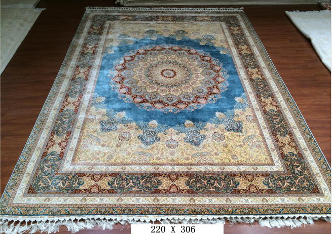 手工真丝地毯  7*10 TXD-1243蓝