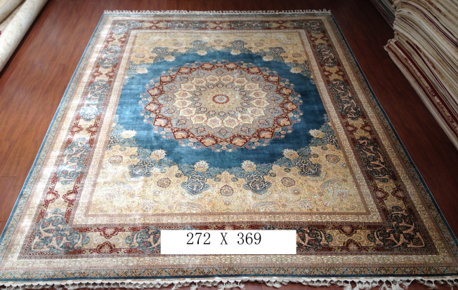 手工真丝地毯  9*12  TXX-1243蓝