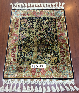 手工绢丝地毯 1.7*2.2 TXD-1056黑