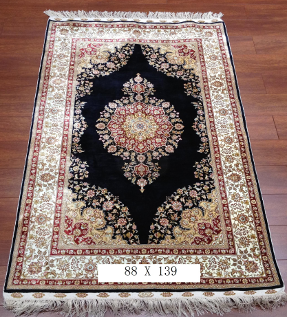 手工绢丝地毯 2.8*4.5TXJ-1001黑