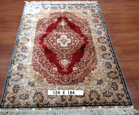 手工绢丝地毯 4*6 TXQ-1104红