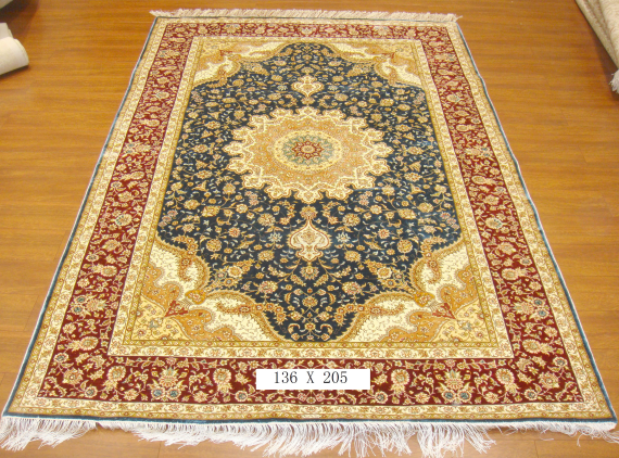 手工绢丝地毯 4.4*6.5 TXQ-0914蓝