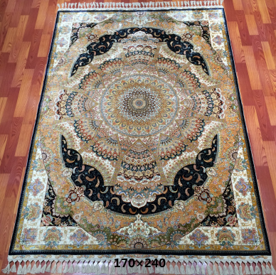 手工绢丝地毯5.4*7.87 TXJ-1422黑