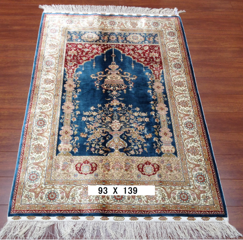 手工绢丝地毯 3*4.5 TXD-179蓝