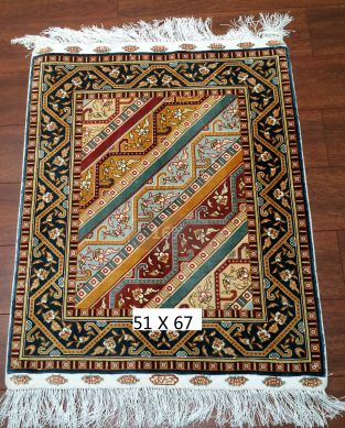 手工绢丝地毯 1.7*2.2  TXW-1106斜条