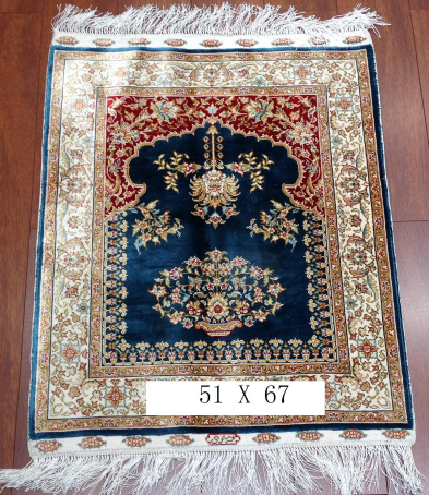 手工绢丝地毯 1.7*2.2  TXD-33蓝