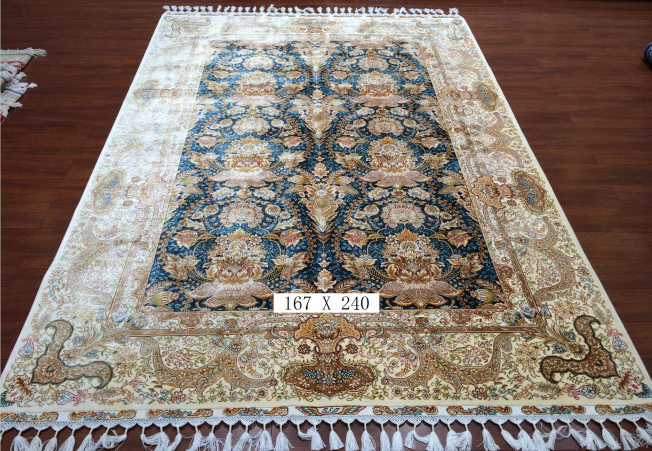 手工绢丝地毯  5.4*7.87 TXD-1054蓝