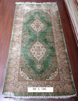 手工绢丝地毯 2.8*6 TXQ-1104 绿