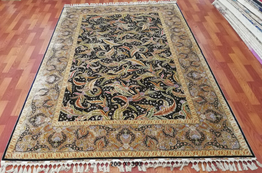 手工绢丝地毯6.4*9.84 TXJ-1624黑