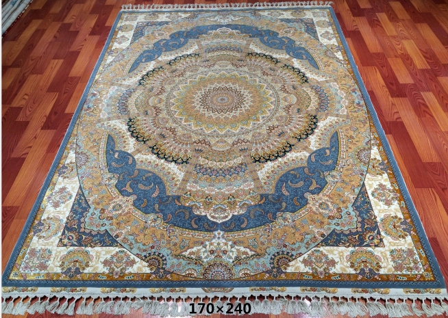 手工丝毛地毯5.4*7.87 TXMJ-1422浅蓝