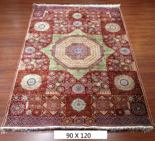 手工绢丝地毯 2.9*3.9 TXW-1115铁锈红