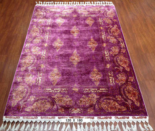 手工绢丝地毯 4*6 TXX-1343紫