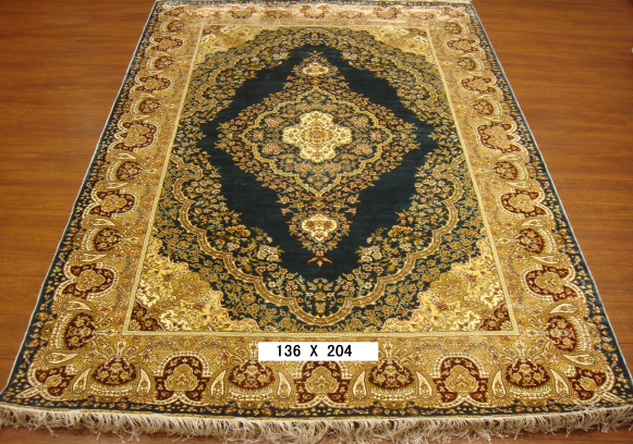 手工绢丝地毯 4.4*6.5 TXQ-1104蓝