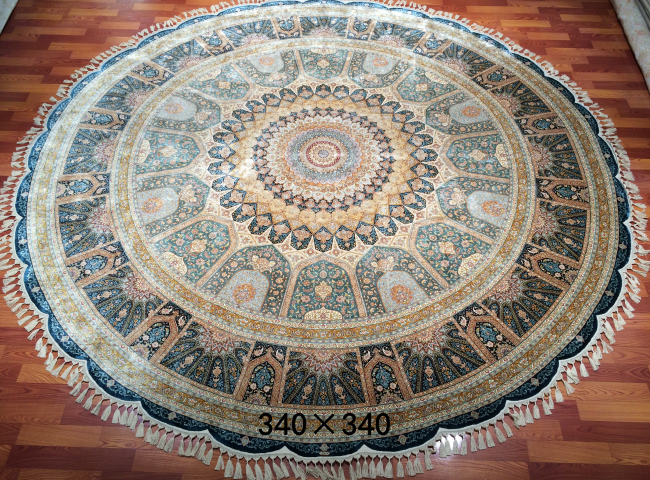 手工绢丝地毯11*11 TXJ-1231蓝