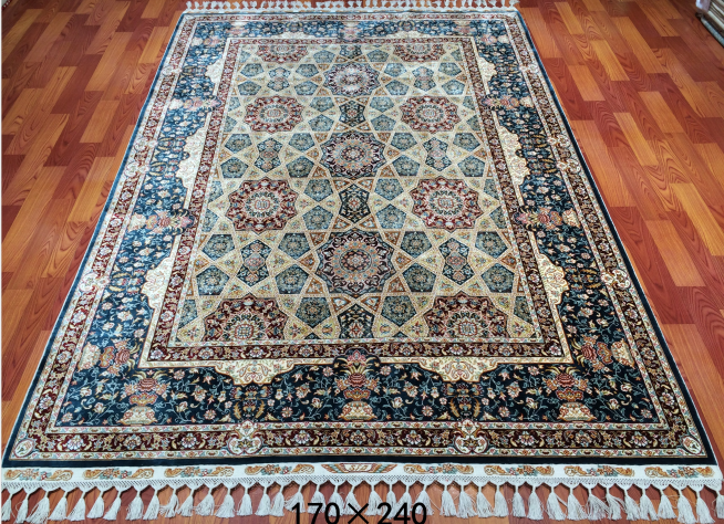 手工绢丝地毯  5.4*7.87 TXD-1047蓝