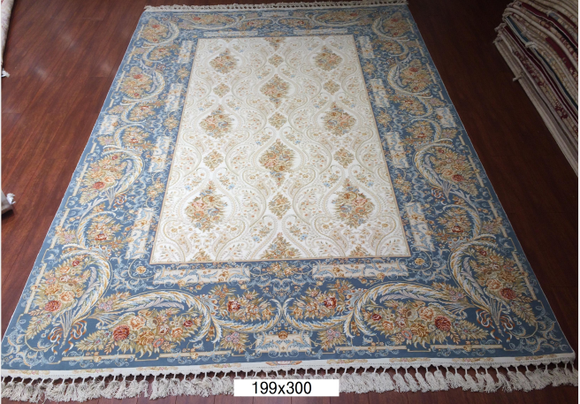 手工丝毛地毯6.4*9.84 TXMX-1343白底蓝边