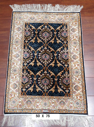 手工绢丝地毯 1.7*2.5 TXD-1034黑蓝