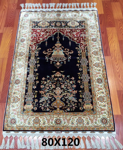 手工绢丝地毯 2.5*4 TXD-179黑