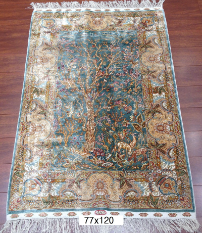 手工绢丝地毯 2.5*4 TXD-1056绿