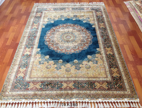 手工绢丝地毯5.4*7.87 TXX-1243蓝