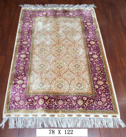 手工绢丝地毯 2.5*4 TXD-1034卡底紫边