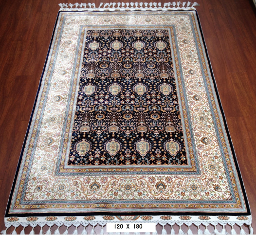 手工绢丝地毯  3.9*6 TXD-180黑