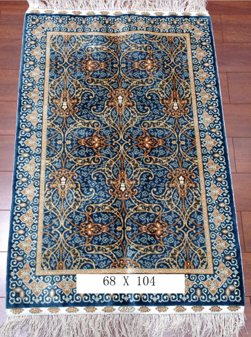 手工绢丝地毯 2.2*3.4 TXJ-1006蓝