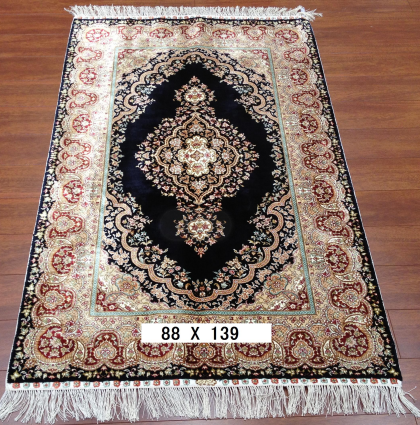 手工绢丝地毯2.8*4.5 TXQ-1104黑