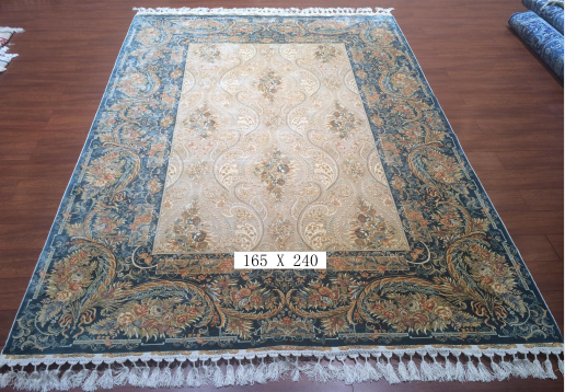 手工真丝地毯 5.4*7.8 TXX-1343卡底蓝边