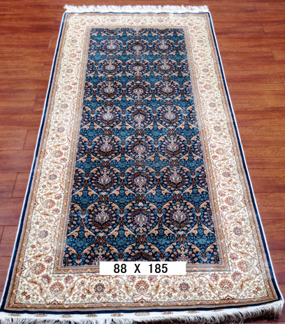 手工绢丝地毯 2.8*6 TXD-1034蓝