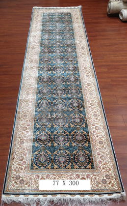 手工绢丝地毯 2.5*9.84  TXD-1034蓝