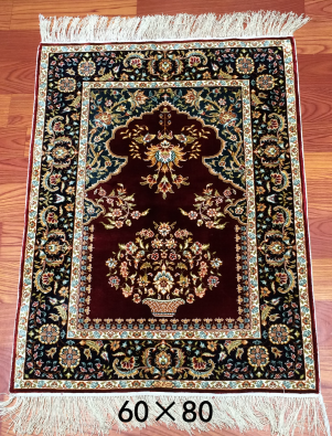 手工绢丝地毯 1.9*2.6  TXD-33红