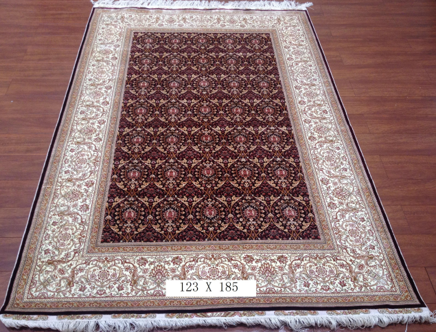 手工绢丝地毯 4*6 TXD-1034红