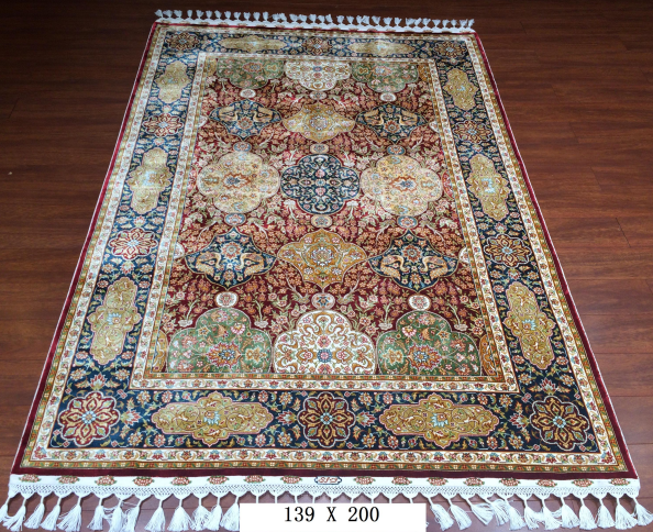 手工绢丝地毯  4.5*6.5 TXW-1114红