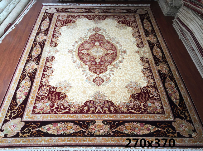 手工真丝地毯 9*12 TXW-1103白底暗红边