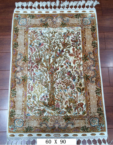 手工绢丝地毯 1.9*3 TXD-1056白