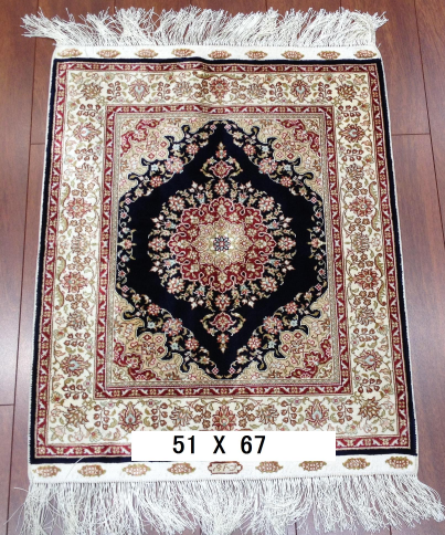 手工绢丝地毯 1.7*2.2  TXJ-1001黑