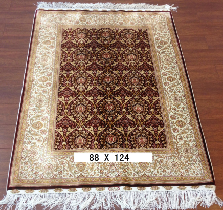 手工绢丝地毯 2.8*4 TXD-1034红