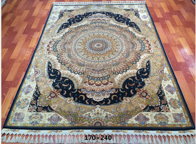 手工丝毛地毯 5.4*7.87  TXMJ-1422 黑蓝