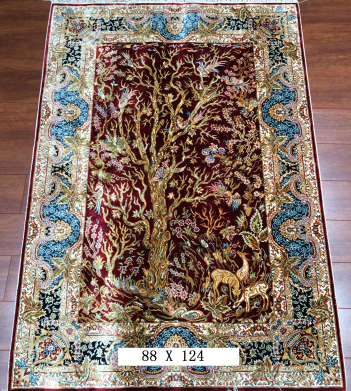 手工绢丝地毯 2.8*4 TXD-1056红