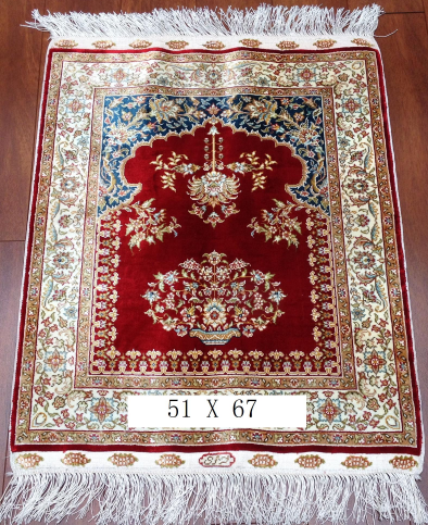 手工绢丝地毯 1.7*2.2  TXD-33红