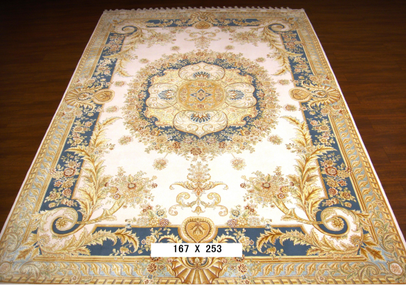 手工丝毛地毯5.4*7.87 TXMW-1102白底蓝边