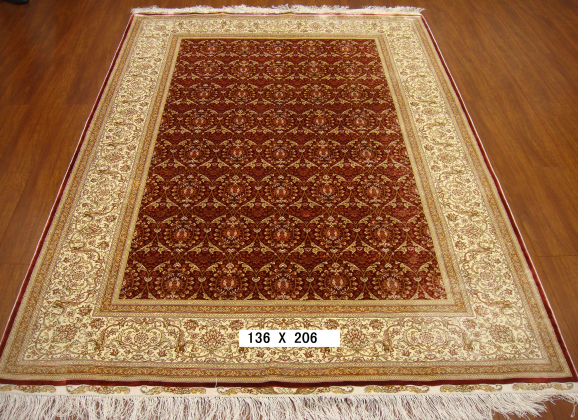 手工绢丝地毯 4.46*6.75 TXD-1034红