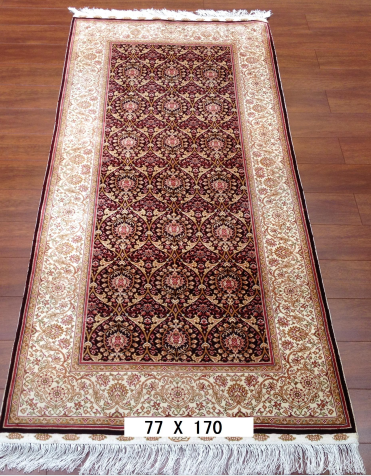 手工绢丝地毯 2.5*5.5  TXD-1034红