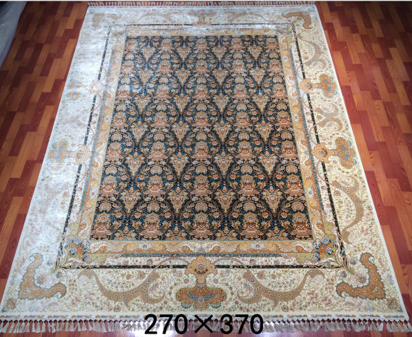 手工绢丝地毯9*12  TXD-1054蓝