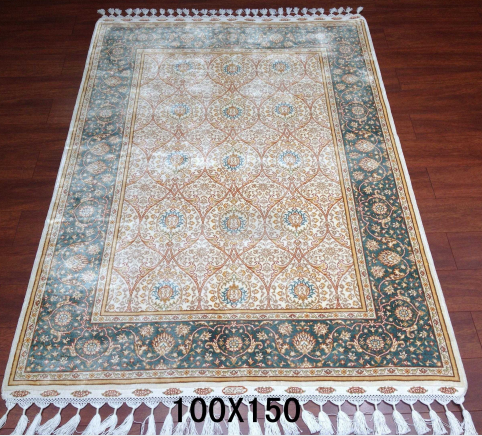 手工绢丝地毯  3.3*5 TXD-1034白