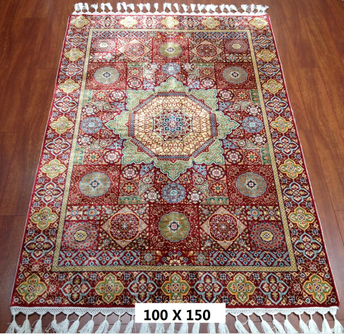 手工绢丝地毯 3.3*5 TXW-1115红