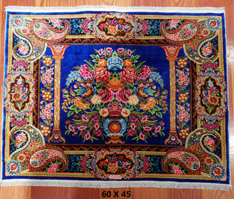 手工绢丝地毯 1.9*1.5 TXJ-1771亮蓝