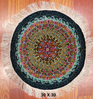 手工绢丝地毯1*1 TXX-1743蓝圆