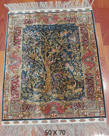 手工绢丝地毯 1.7*2.2  TXD-1056蓝